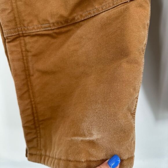 VTG Carhartt R01 BRN Mens 44x28 HEAVY DUTY Distressed Overall Bibs Double Knee - Picture 4 of 12